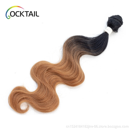 Japanese fiber Hair Bundles With Lace Closure  Body Wave Synthetic Braiding Hair Ombre Color for Women